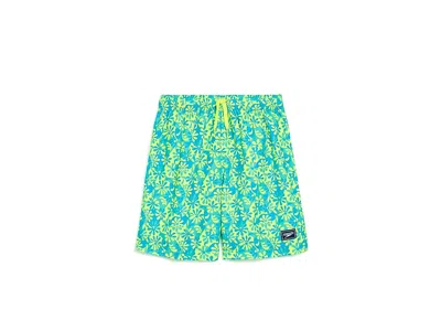 Speedo Swim Trunks Mid Length Redondo Printed (little Kid/big Kid) Boy's Shorts Picton Blue: Xl (18-20 Big  In Green
