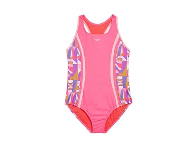 Speedo Swimsuit One-piece Thick Strap Racerback Printed (big Kid) Girl's Swimsuits One Piece Pink Lemonade: