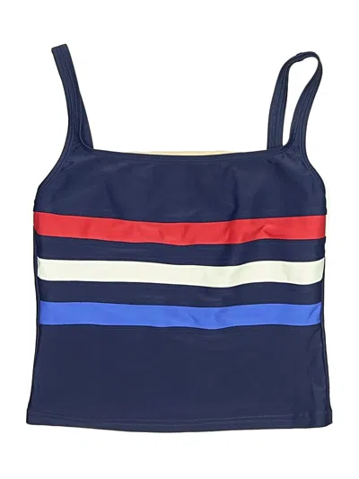 Pre-owned Speedo Swimsuit Top Blue Stripes Pattern Swimwear