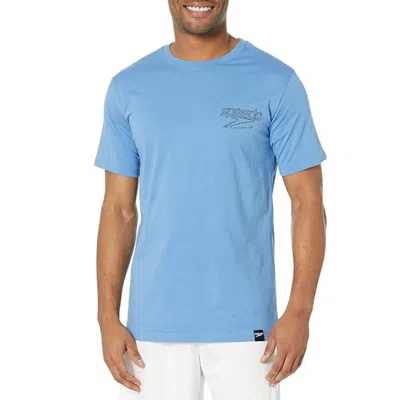 Speedo T-shirt Men's Blue Graphic 100% Cotton Short Sleeve Swimwear Red759