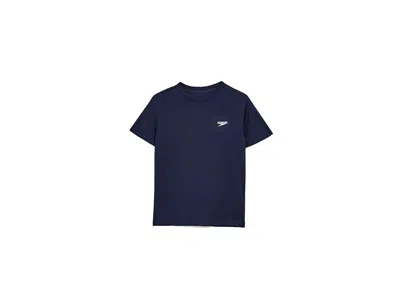 Speedo Uv Swim Shirt Short Sleeve Tee Graphic (little Kid/big Kid) Boy's Swimwear Peacoat: Xs (6-7 Little K In Blue