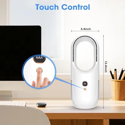 Speedzx Portable Bladeless Desk Fan, Rechargeable Small Personal Cooling Table Fan With 6 Speed Modes, Quite