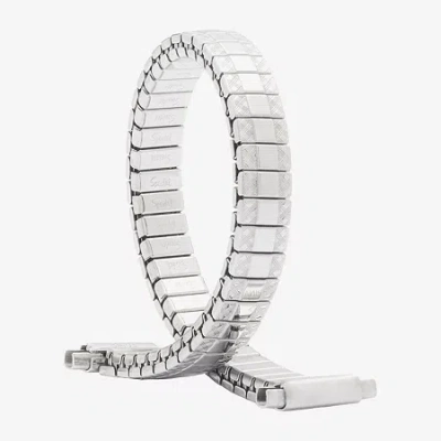 Speidel Unisex Adult Silver Tone Stainless Steel Watch Band 74102 In White