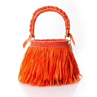 Speira Women's Bucket Raffia Fringes Orange