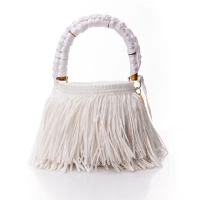 Speira Women's Bucket Raffia Fringes White