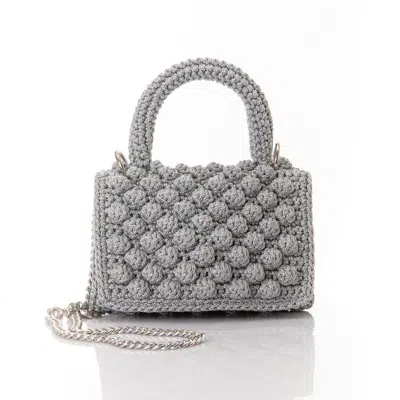 Speira Women's Mini Shoulder Bubble With Knitted Handle Silver Glitter