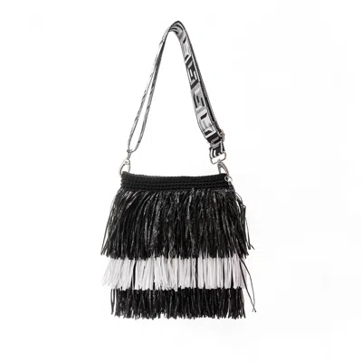 Speira Women's Mini Tote Raffia Strap Black & White In Multi