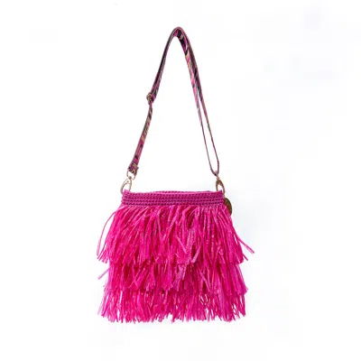 Speira Women's Pink Mini Tote Raffia Strap Fuchsia