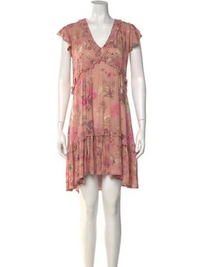 Pre-owned Spell & The Gypsy Collective Floral Print Knee-length Dress In Pink