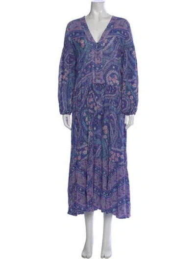Pre-owned Spell & The Gypsy Collective Floral Print Long Dress In Blue