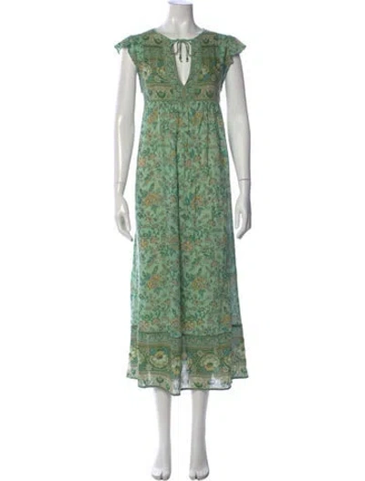 Pre-owned Spell & The Gypsy Collective Floral Print Long Dress In Green