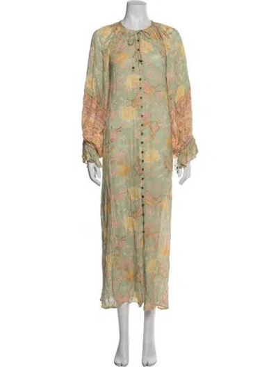 Pre-owned Spell & The Gypsy Collective Floral Print Long Dress In Green