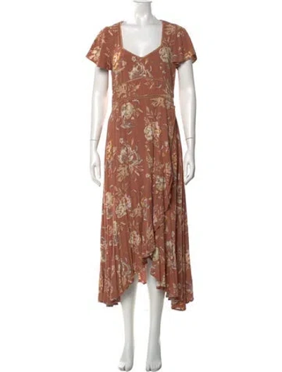 Pre-owned Spell & The Gypsy Collective Floral Print Long Dress In Neutral