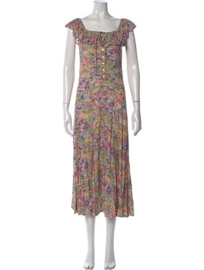 Pre-owned Spell & The Gypsy Collective Floral Print Long Dress In Neutral