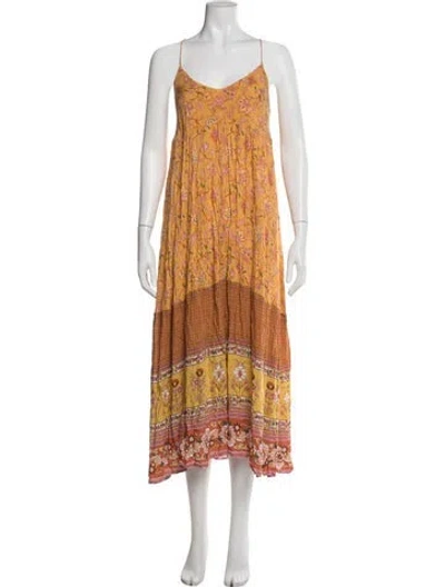 Pre-owned Spell & The Gypsy Collective Floral Print Long Dress In Yellow