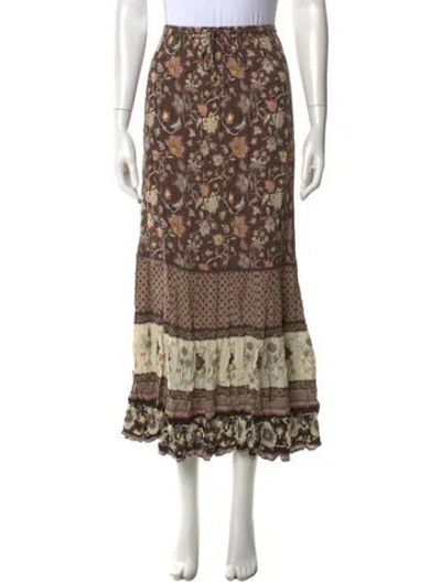 Pre-owned Spell & The Gypsy Collective Floral Print Long Skirt In Black