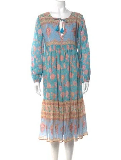 Pre-owned Spell & The Gypsy Collective Floral Print Midi Length Dress In Blue