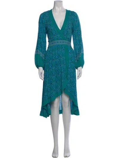 Pre-owned Spell & The Gypsy Collective Floral Print Midi Length Dress In Blue