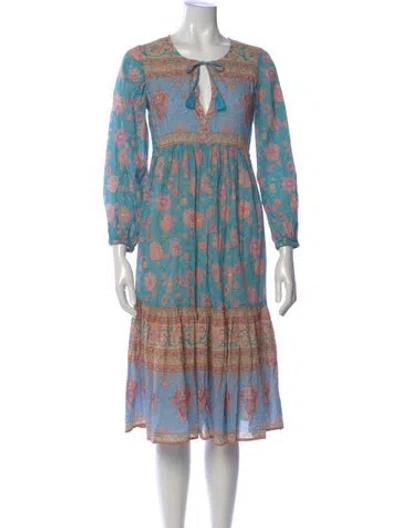 Pre-owned Spell & The Gypsy Collective Floral Print Midi Length Dress In Blue