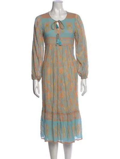 Pre-owned Spell & The Gypsy Collective Floral Print Midi Length Dress In Blue