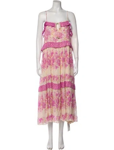 Pre-owned Spell & The Gypsy Collective Floral Print Midi Length Dress In Neutral