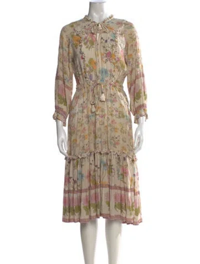 Pre-owned Spell & The Gypsy Collective Floral Print Midi Length Dress In Neutral