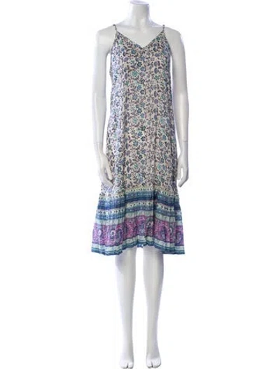 Pre-owned Spell & The Gypsy Collective Floral Print Midi Length Dress In White