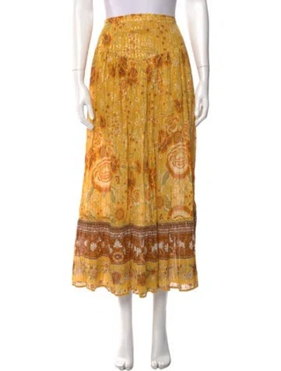 Pre-owned Spell & The Gypsy Collective Floral Print Midi Length Skirt In Yellow