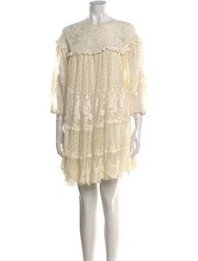 Pre-owned Spell & The Gypsy Collective Floral Print Mini Dress In Neutral