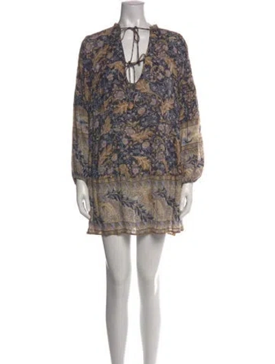 Pre-owned Spell & The Gypsy Collective Floral Print Mini Dress In Neutral
