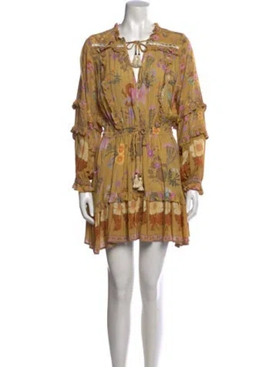 Pre-owned Spell & The Gypsy Collective Floral Print Mini Dress In Yellow
