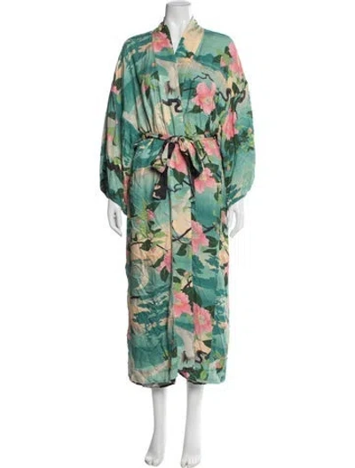 Pre-owned Spell & The Gypsy Collective Floral Print Robe In Blue/green/pink