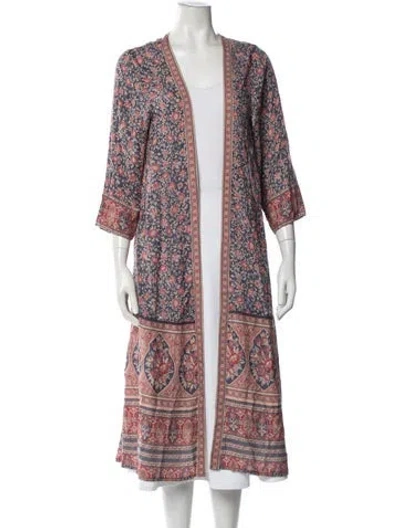 Pre-owned Spell & The Gypsy Collective Floral Print Robe In Burgundy