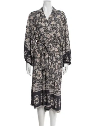 Pre-owned Spell & The Gypsy Collective Floral Print Robe In Gray