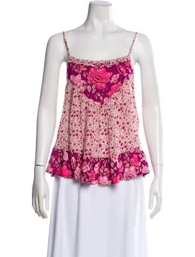 Pre-owned Spell & The Gypsy Collective Floral Print Square Neckline Top In Pink