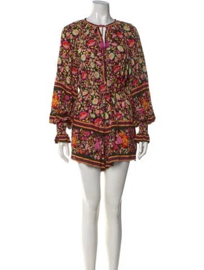 Pre-owned Spell & The Gypsy Collective Floral Print Tie Neck Romper In White