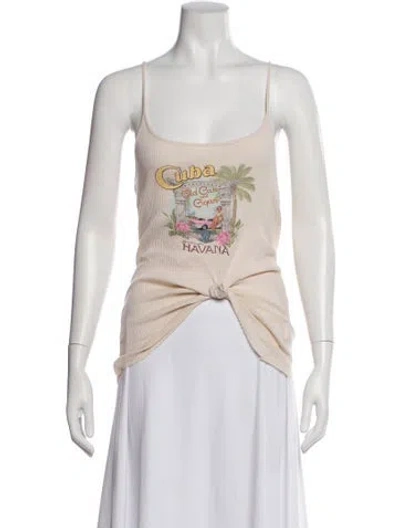 Pre-owned Spell & The Gypsy Collective Graphic Print Scoop Neck Top In Neutral