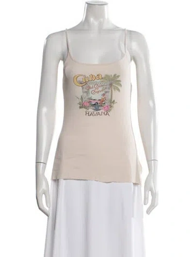 Pre-owned Spell & The Gypsy Collective Graphic Print Scoop Neck Top In Neutral