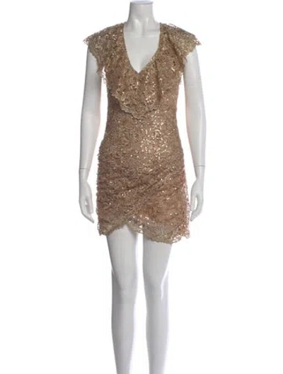 Pre-owned Spell & The Gypsy Collective Lace Pattern Mini Dress In Gold
