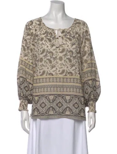 Pre-owned Spell & The Gypsy Collective Paisley Print Crew Neck Blouse In Neutral