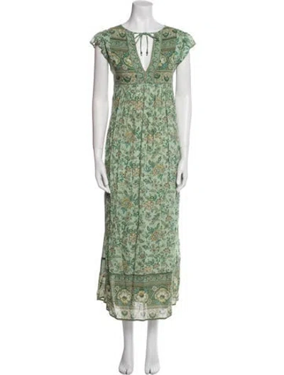 Pre-owned Spell & The Gypsy Collective Paisley Print Long Dress In Green
