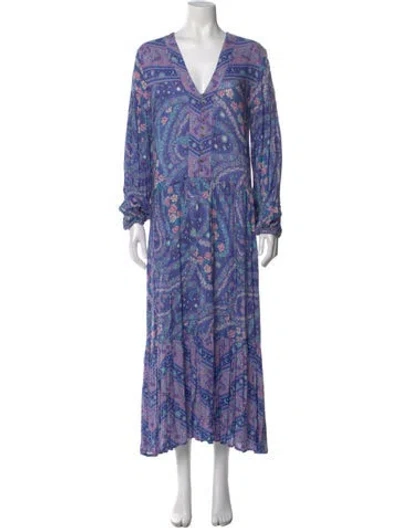 Pre-owned Spell & The Gypsy Collective Paisley Print Long Dress In Purple
