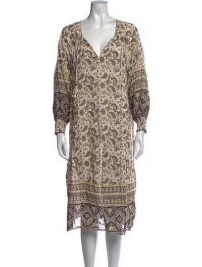 Pre-owned Spell & The Gypsy Collective Paisley Print Midi Length Dress W/ Tags In Neutral
