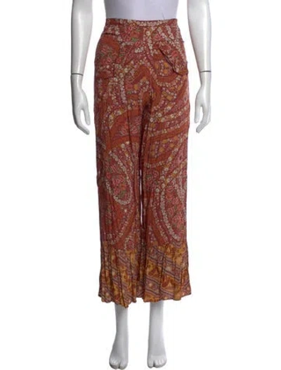 Pre-owned Spell & The Gypsy Collective Paisley Print Wide Leg Pants In Red