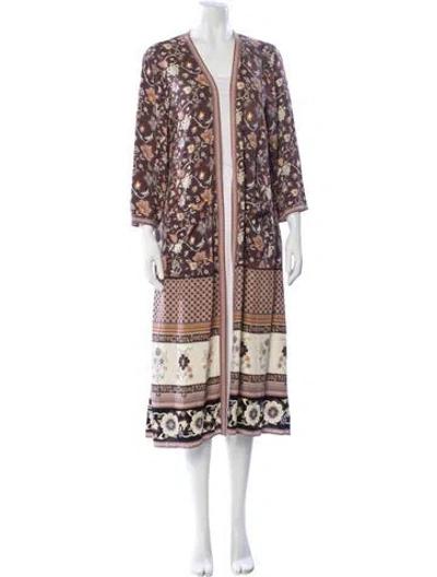 Pre-owned Spell & The Gypsy Collective Printed Eyelet Trim Robe W/ Tags In Brown