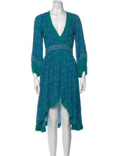 Pre-owned Spell & The Gypsy Collective Printed Knee-length Dress In Blue