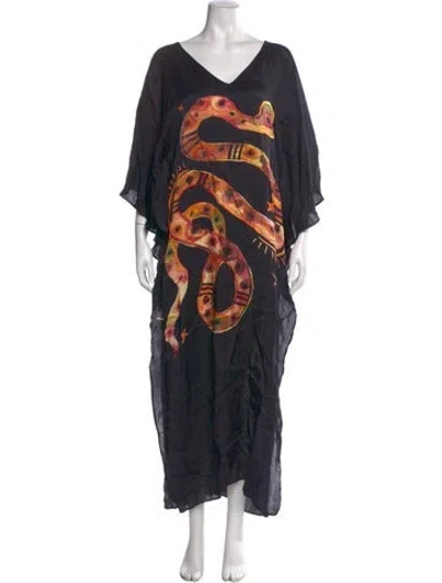 Pre-owned Spell & The Gypsy Collective Printed Long Dress In Black