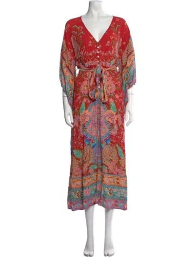 Pre-owned Spell & The Gypsy Collective Printed Long Dress In Red
