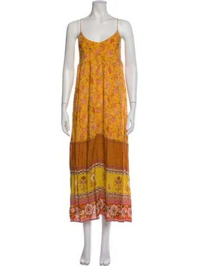 Pre-owned Spell & The Gypsy Collective Printed Long Dress In Yellow