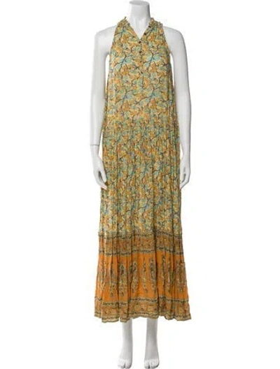 Pre-owned Spell & The Gypsy Collective Printed Long Dress In Yellow